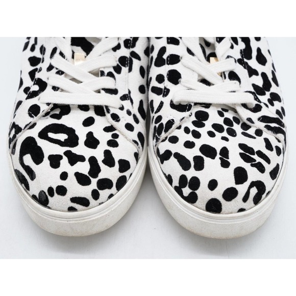 Topshop Womens 7 Sneakers White Black Leopard Print Low Top Lace Up Casual Shoes - Picture 7 of 11